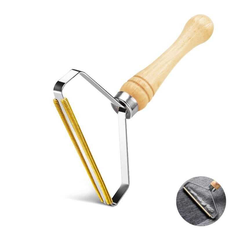 Reusable Pet Hair Remover: Wooden Handle Lint Tool
